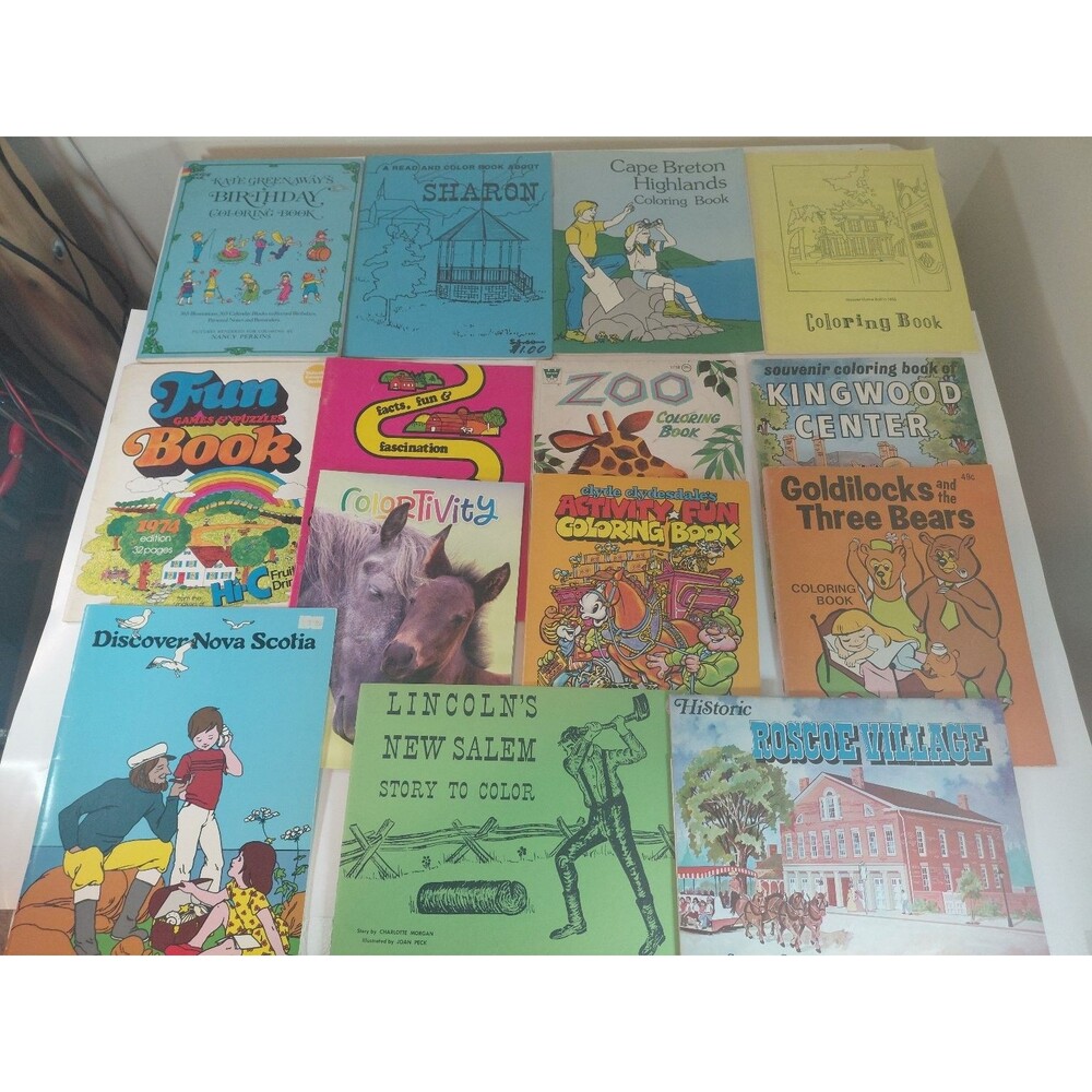 Vintage Coloring Books Lot of 13 Children's Activity Souvenir 70s 80s Unused